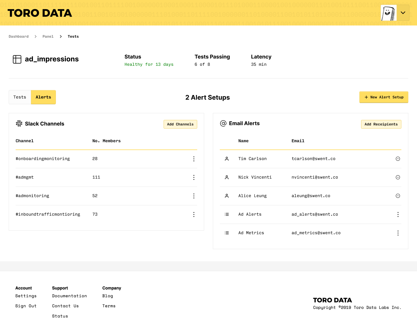 Data Monitor Alerting